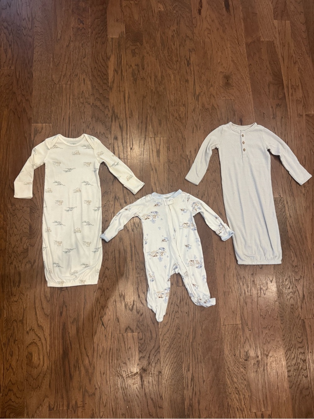 Carter's Cream and White Long-Sleeve Baby Pajama Set - Neutral Sleepwear